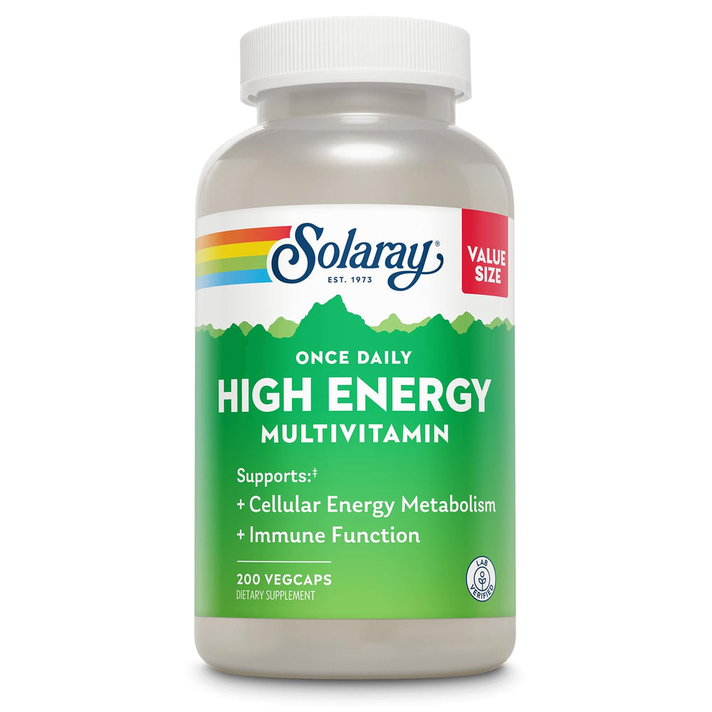SOLARAY frasco frontal mostrando etiqueta clara y beneficio energético