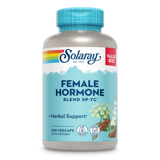 SOLARAY frente del envase Female Hormone Blend mostrando el diseño y cantidad de cápsulas