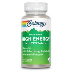 SOLARAY envase frontal Once Daily High Energy mostrando diseño y cantidad