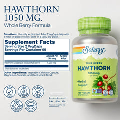SOLARAY cápsulas veganas de Hawthorn Berry en primer plano con textura visible