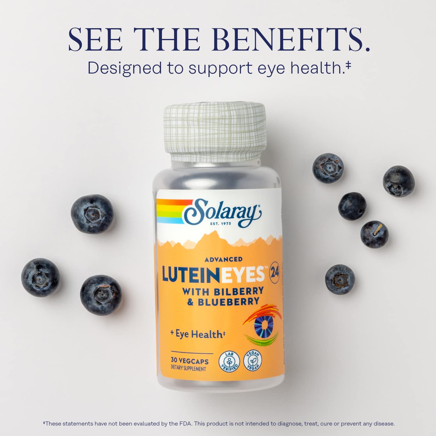 SOLARAY caléndula y bilberry como ingredientes naturales para apoyo ocular