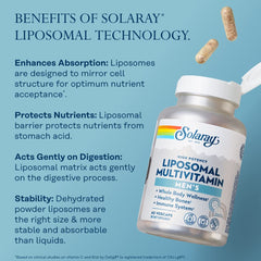 SOLARAY polvo liposomal en primer plano indicando protección y estabilidad