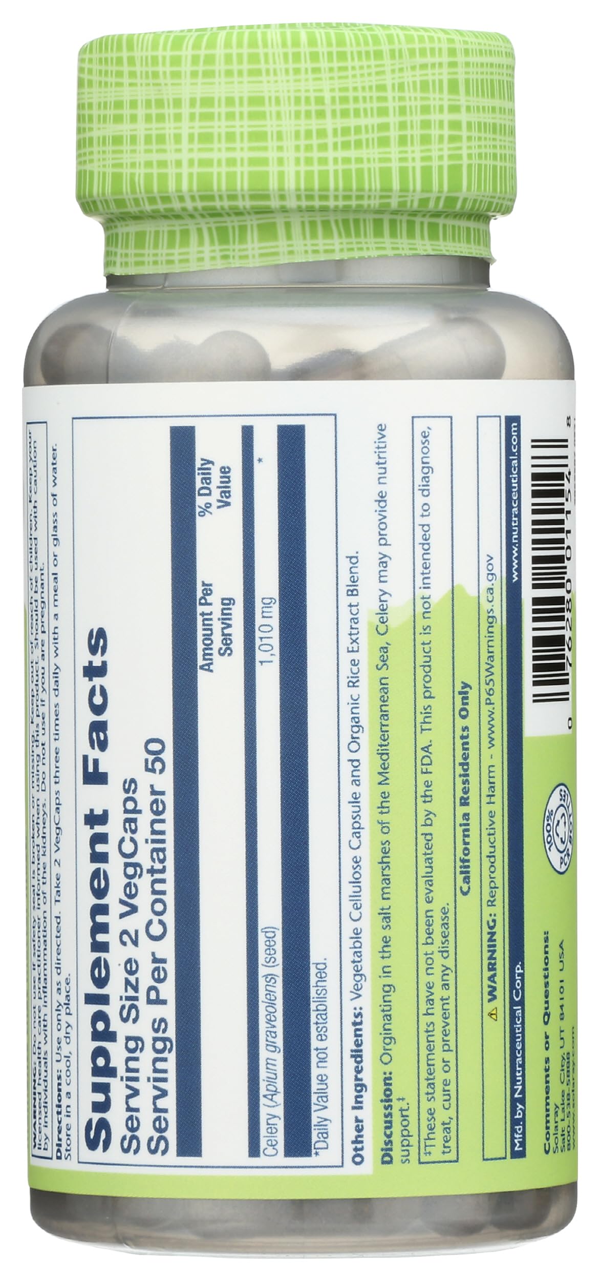 SOLARAY lista de ingredientes visiblemente natural y transparente