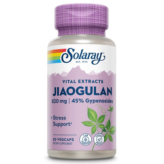 SOLARAY Jiaogulan en botella reciclada para consumo diario responsable.