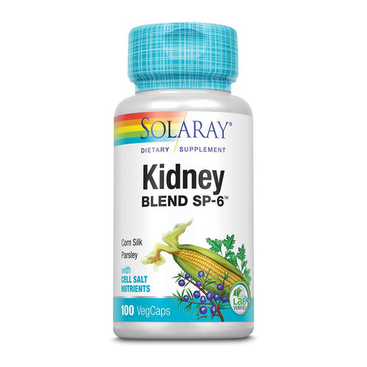 Botella de Solaray Kidney Blend SP-6 en formato vegano para uso diario