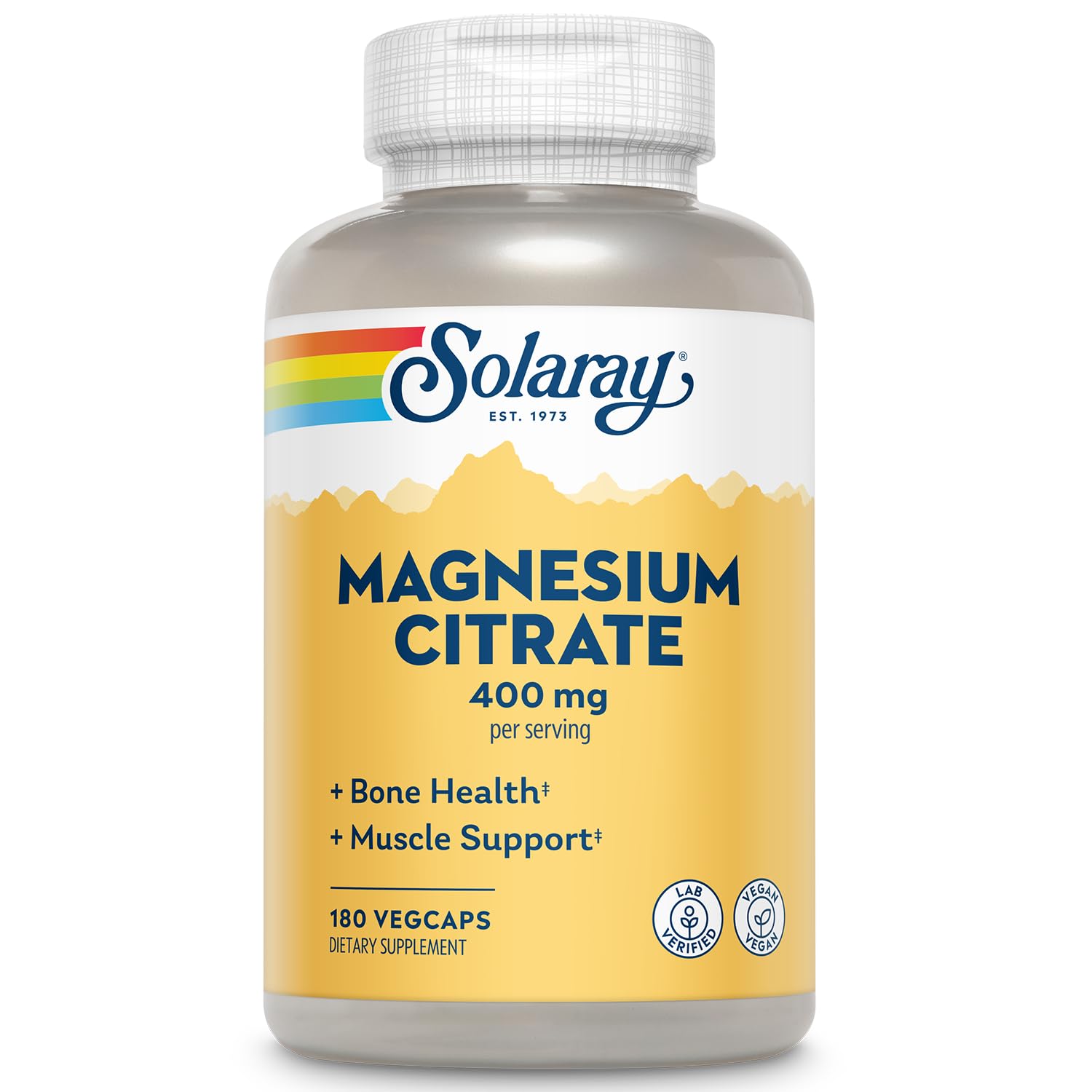 Solaray Magnesium Citrate: envase de cápsulas para uso diario