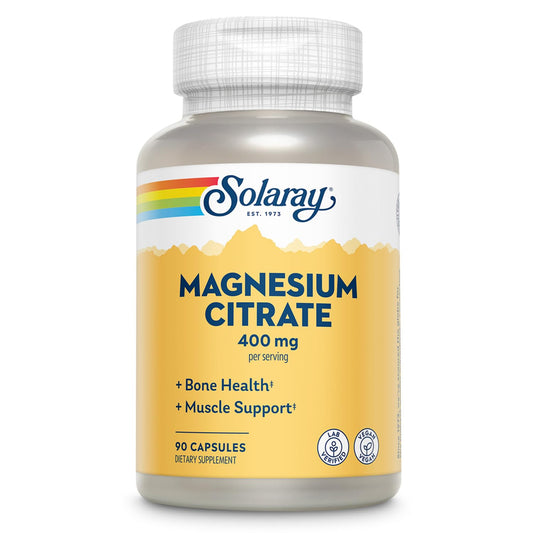 SOLARAY magnesio citrato cápsulas de 400 mg para uso diario