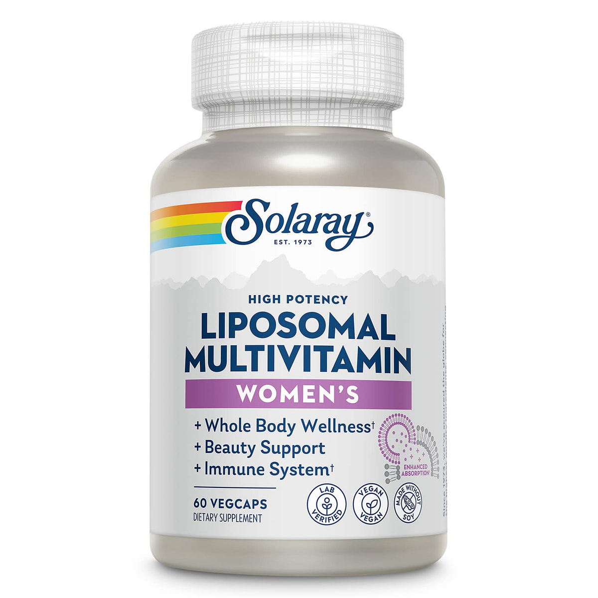 SOLARAY envase frontal de Liposomal Multivitamin Women con información visible y beneficios