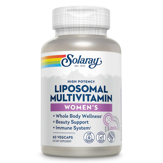SOLARAY envase frontal de Liposomal Multivitamin Women con información visible y beneficios