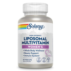 SOLARAY envase frontal de Liposomal Multivitamin Women con información visible y beneficios