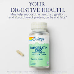 Etiqueta SOLARAY Pancreatin con lista de ingredientes y respaldo de calidad GMP
