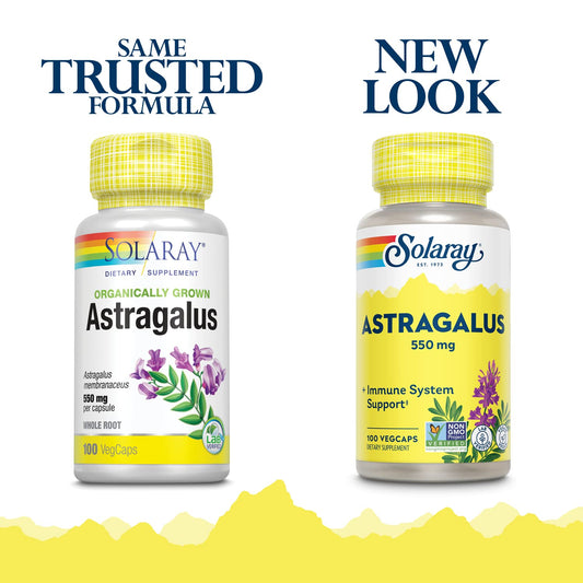 SOLARAY Astrágalo 550 mg: cápsulas veganas para manejo potencial del estrés diario.