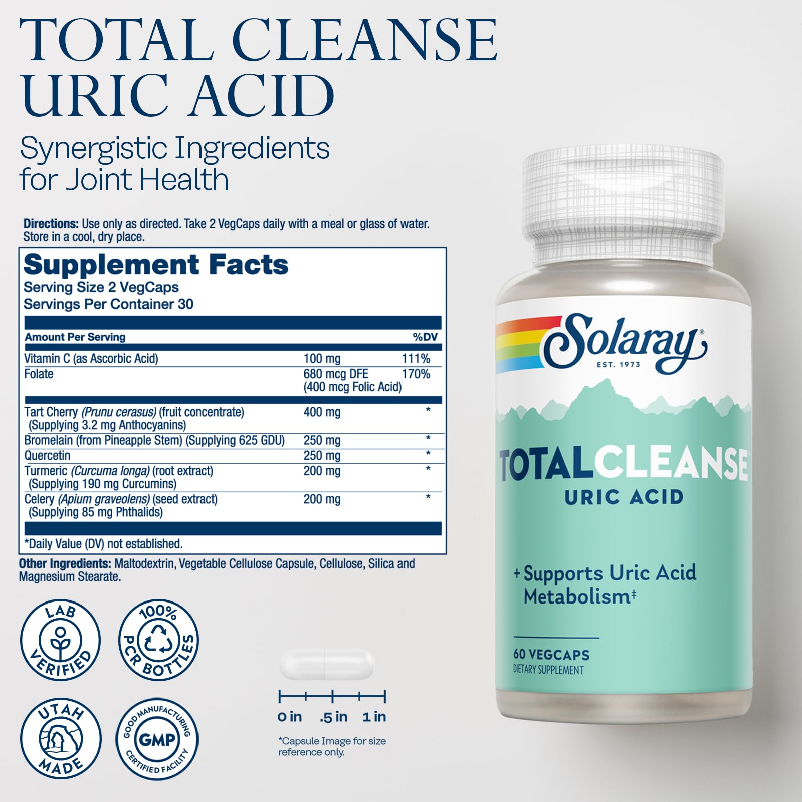 SOLARAY Total Cleanse extracto de cereza agria, antioxidante suave para el día