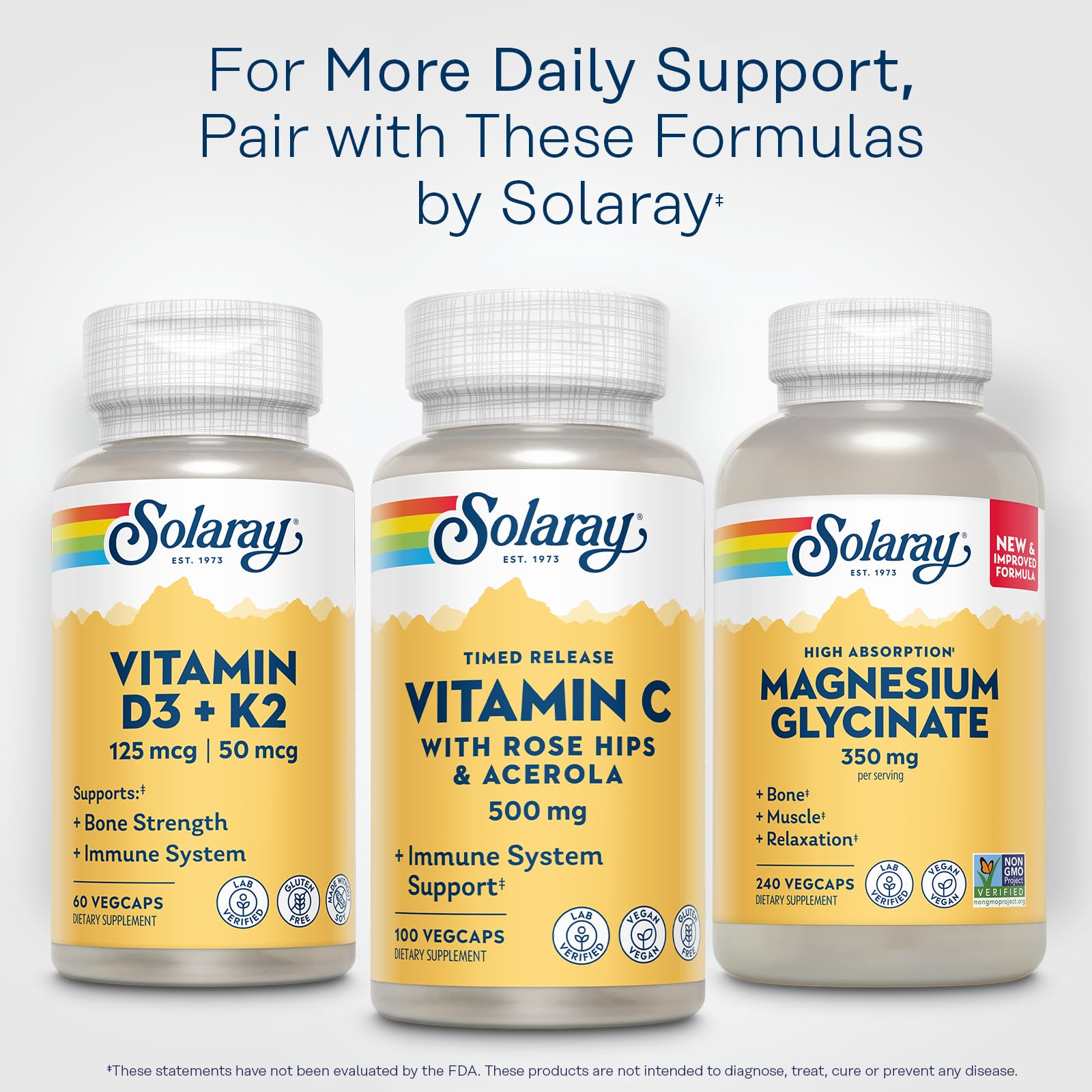 Etiqueta de SOLARAY Vitamina C con información nutricional clara y modo de uso