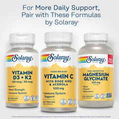 Etiqueta de SOLARAY Vitamina C con información nutricional clara y modo de uso