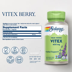 SOLARAY cápsula de Vitex Berry en primer plano para dosificación precisa