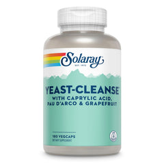 Solaray Yeast-Cleanse frente del envase mostrando la presentación clara