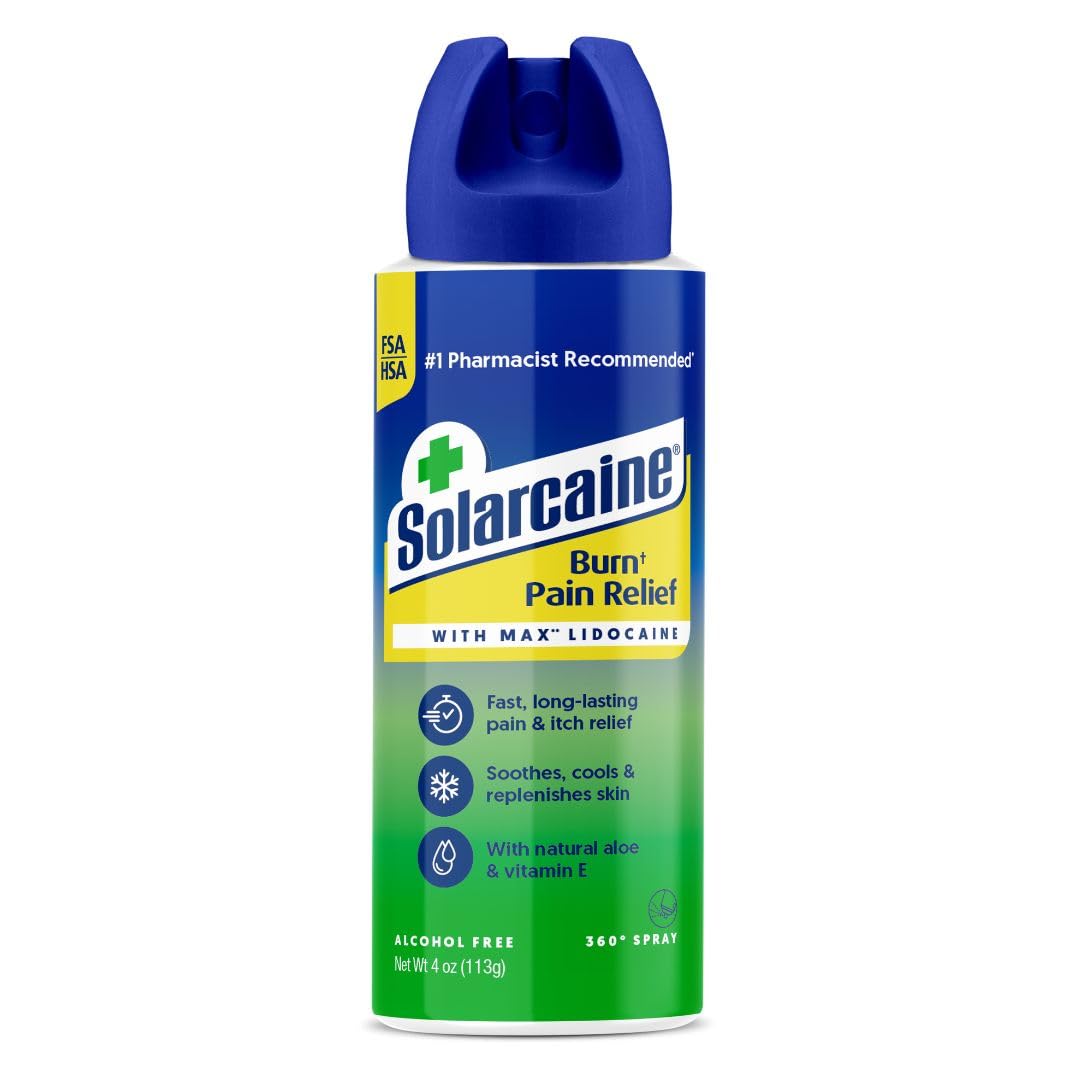 Solarcaine envase frontal 4 oz mostrando etiqueta clara y alivio rápido