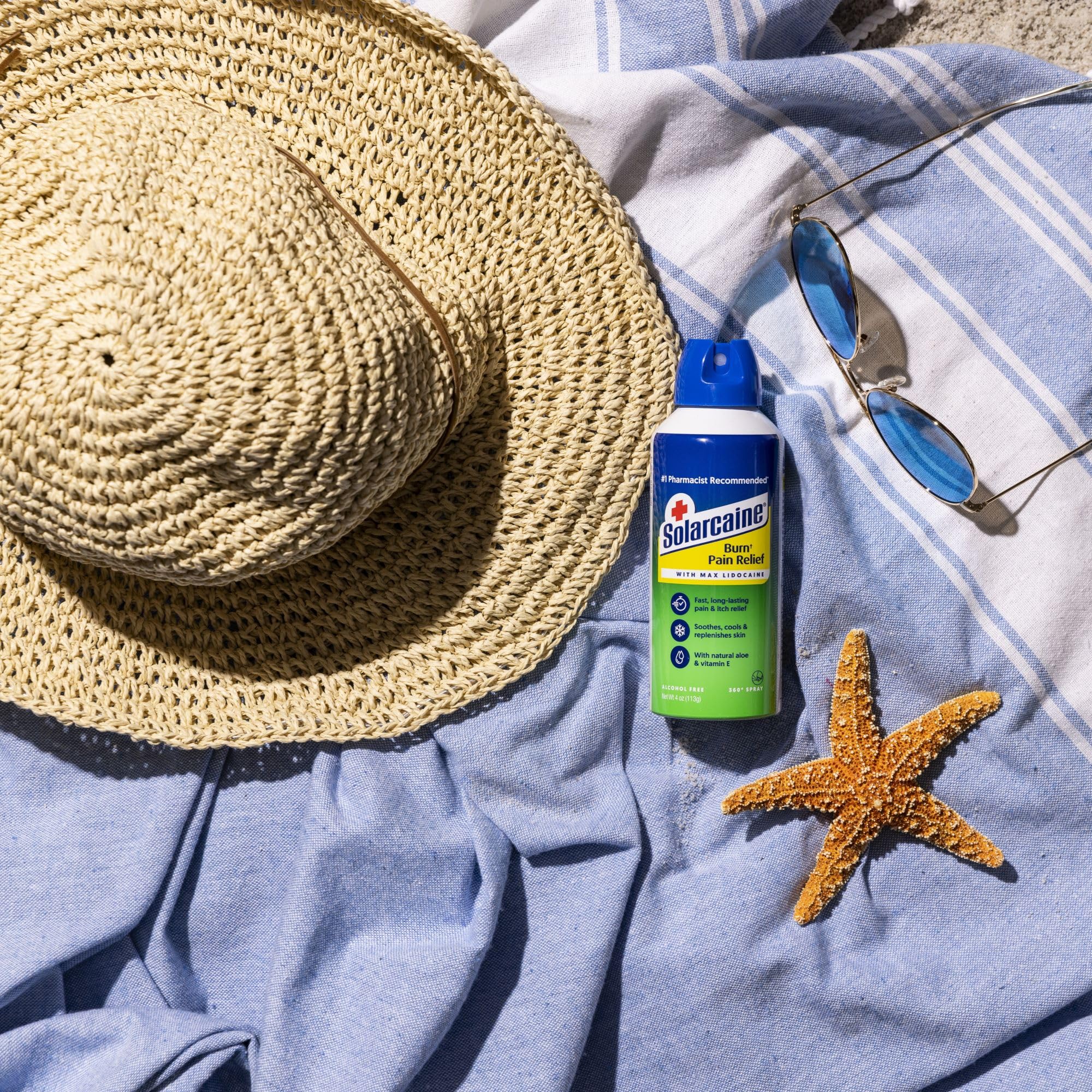 Solarcaine etiqueta con ingredientes como lidocaína y aloe para confianza