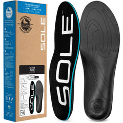 SOLE Active vista frontal del empaque mostrando talla y perfil, comodidad inmediata