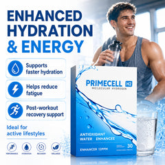 SOLEFLEX Prime Cell H2 efervescencia en agua que muestra rápida disolución