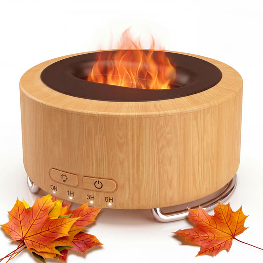 SOLEILHOME frontal del difusor con efecto chimenea y estética acogedora