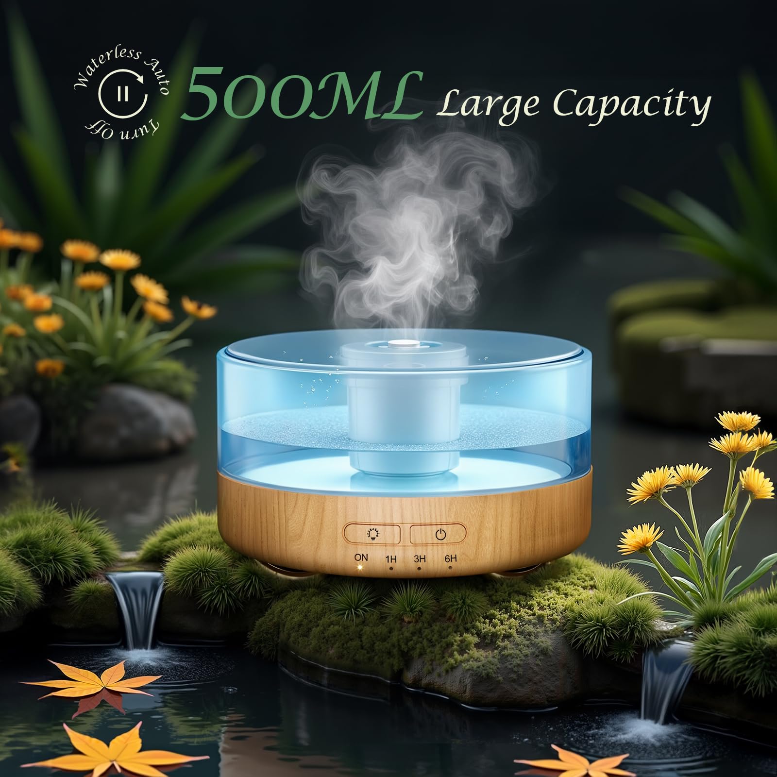 SOLEILHOME difusor junto a esterilla de yoga con luz suave relajante