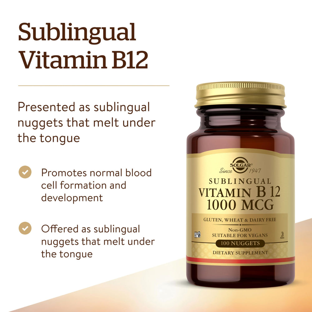 Solgar nugget disolviéndose sublingual mostrando rápida absorción