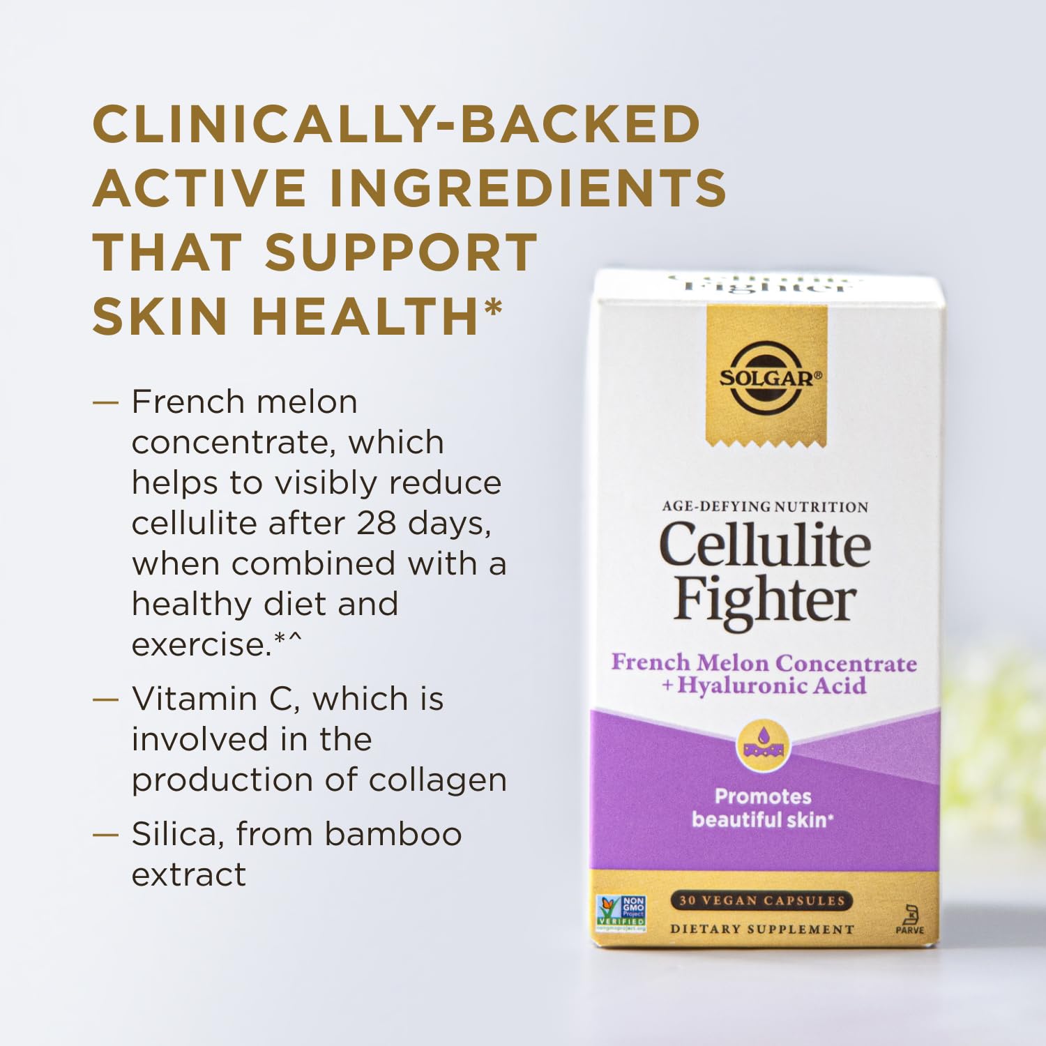 Solgar Cellulite Fighter comparación de tamaño del frasco para referencia