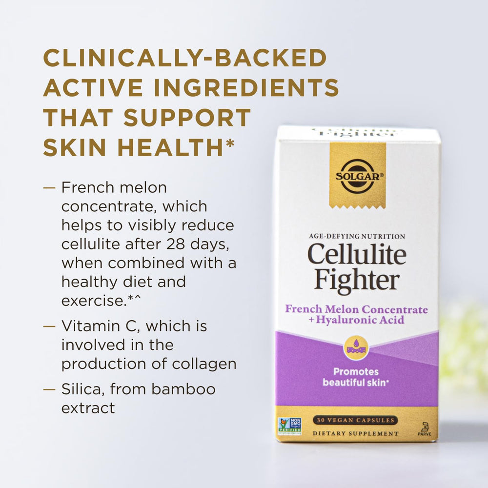 Solgar Cellulite Fighter comparación de tamaño del frasco para referencia