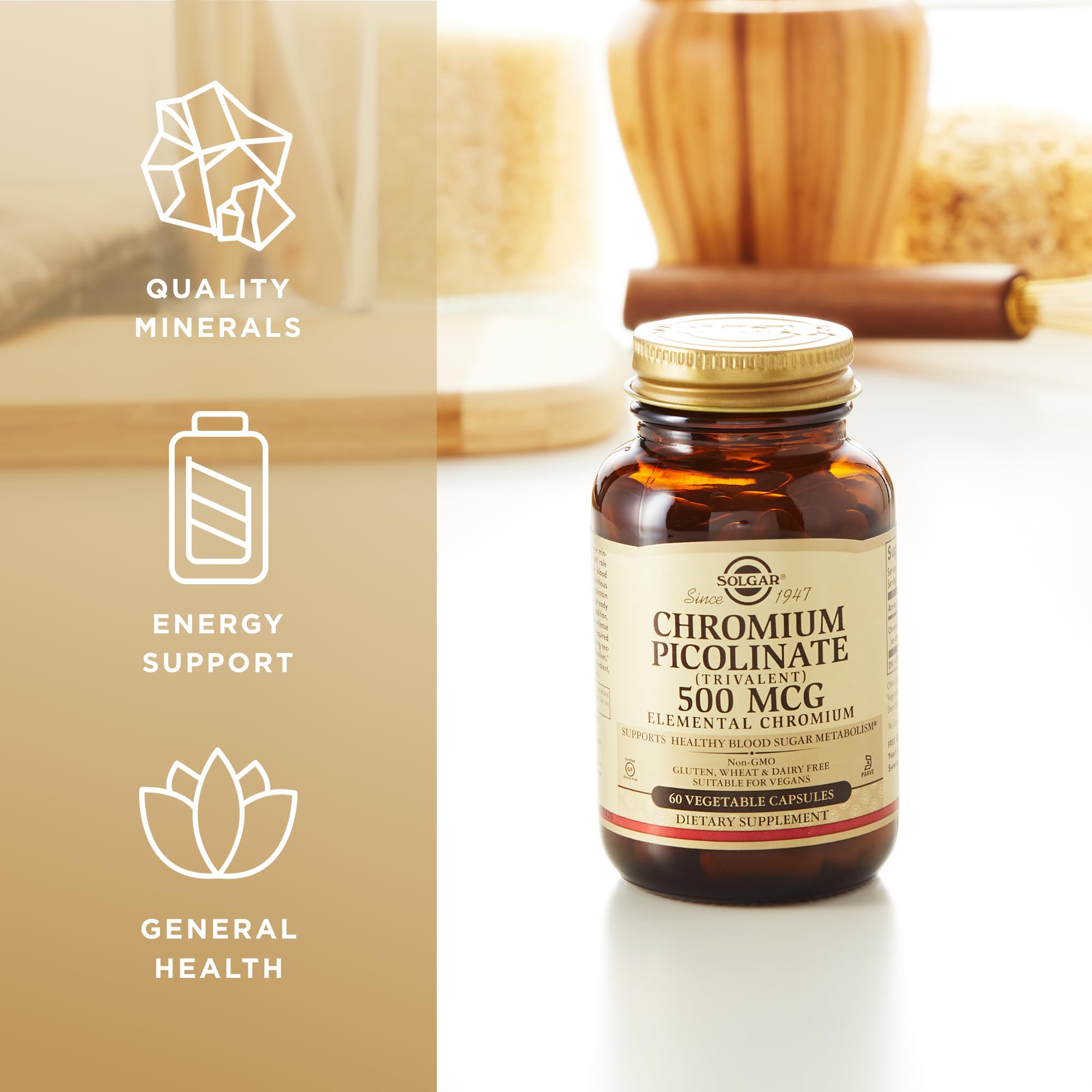 Solgar cromo picolinato 500 mcg – embalaje: fácil almacenamiento en cocina.