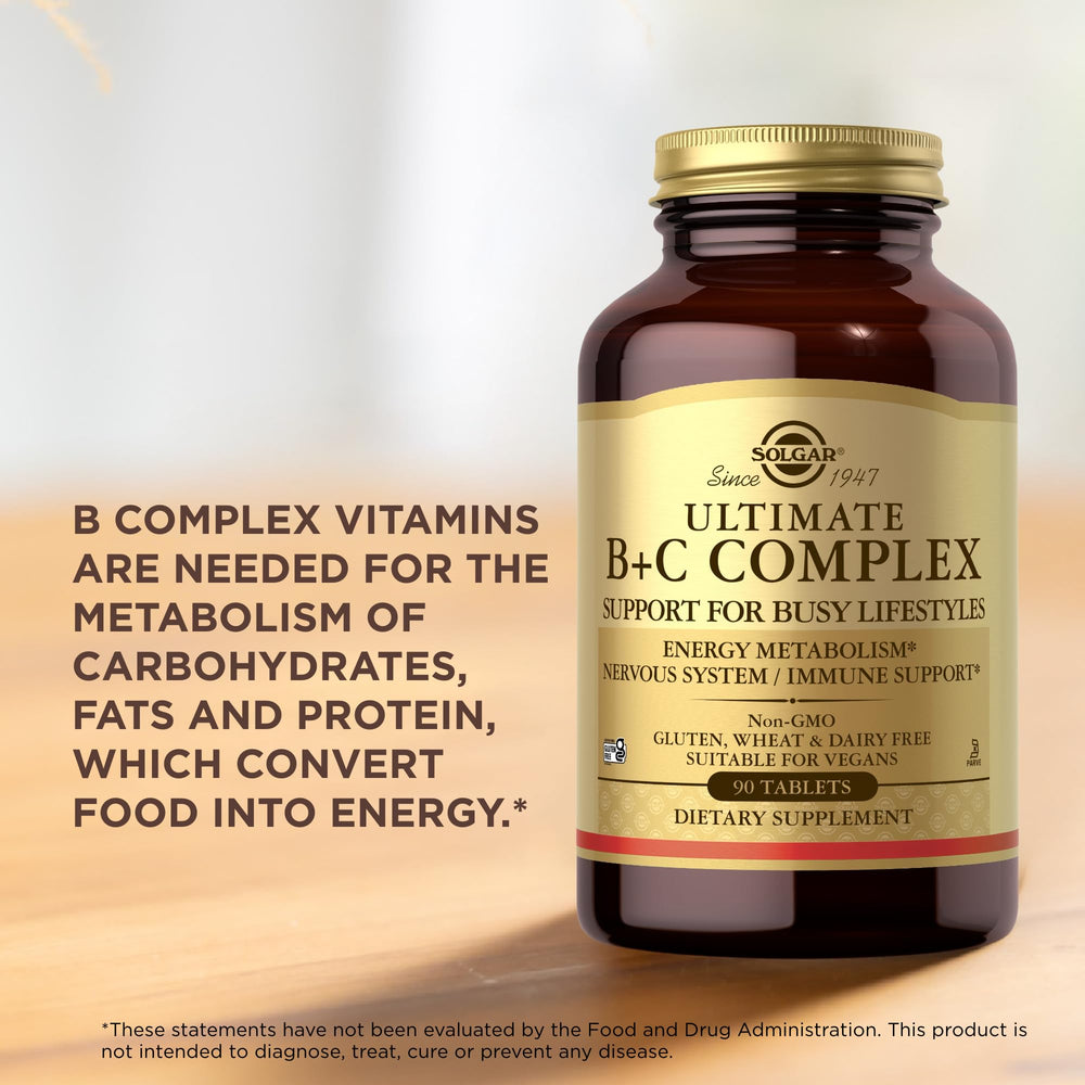 Solgar Fórmula Compleja B+C Estrés, uso diario para soporte equilibrado