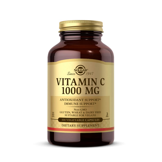 Solgar envase frontal mostrando 100 cápsulas vegetales y confianza de marca