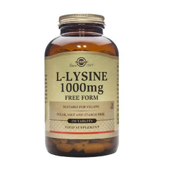 Etiqueta de Solgar L-Lysine con ingredientes y beneficios claros