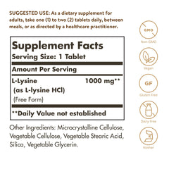 Detalle de tabletas Solgar L-Lysine para apreciar forma y textura
