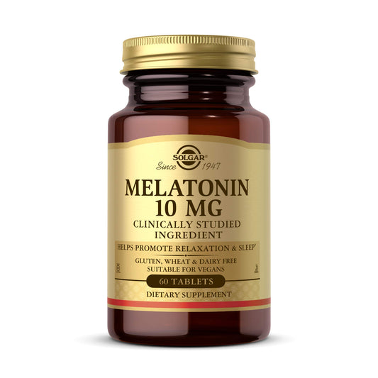 Solgar melatonin botella frontal muestra claridad y confianza en el producto