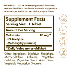 Solgar melatonin detalle de tabletas resalta textura y facilidad de ingestión