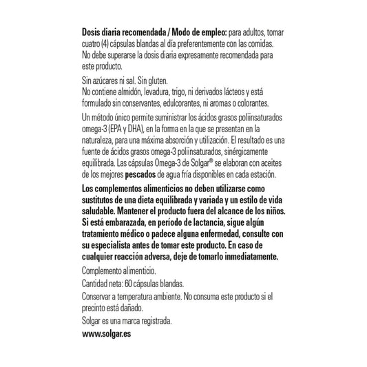 Solgar Omega-3 700 mg cápsulas blandas en primer plano para uso diario