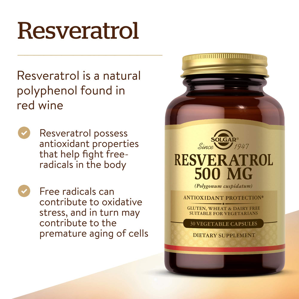 Solgar resveratrol polvo o extracto resaltando textura y concentración