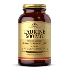 Solgar taurine frente del envase mostrando presentación y pureza