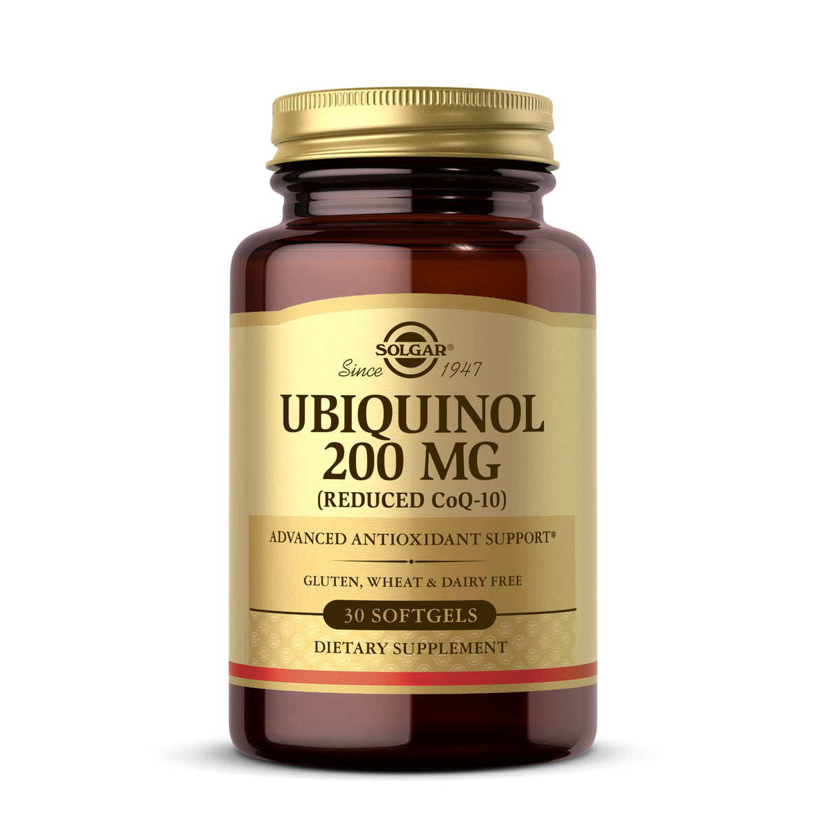 Solgar frasco delante mostrando 30 softgels y beneficio de apoyo antioxidante