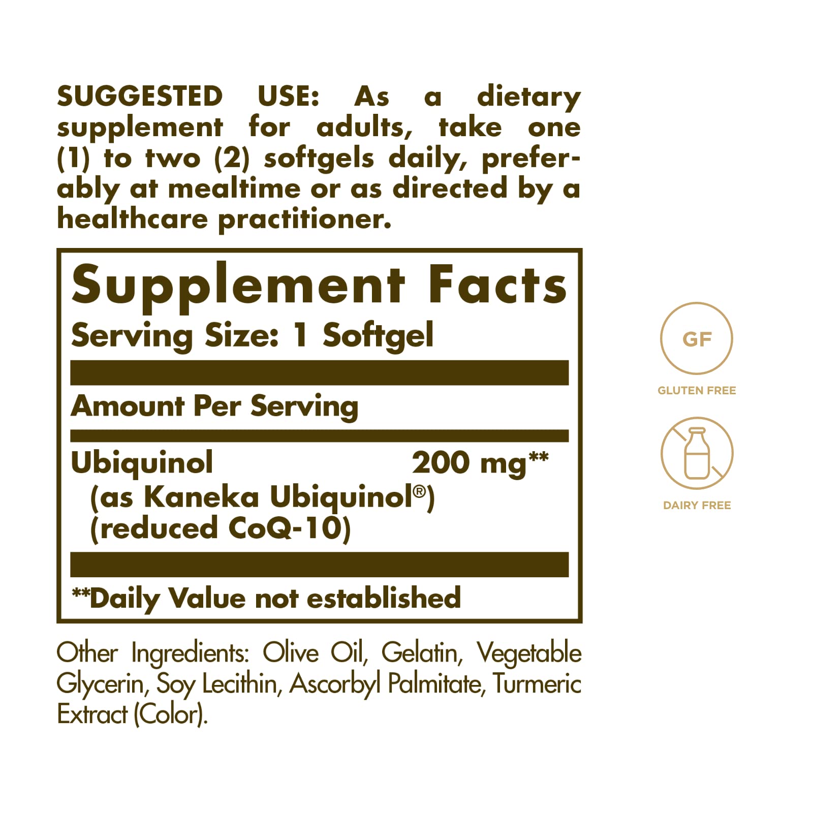 Primer plano de softgel Solgar ubiquinol que muestra su forma y fácil ingestión