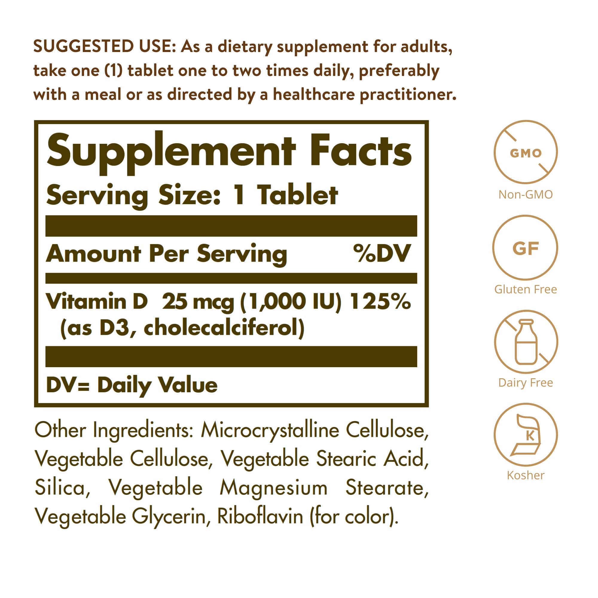 Solgar etiqueta lateral con información de dosis y ingredientes