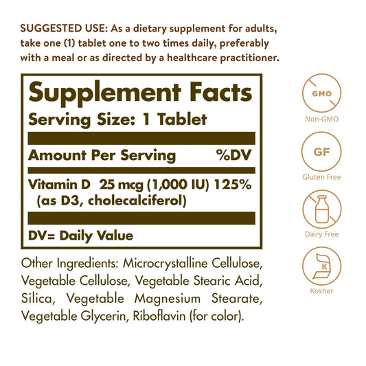 Solgar etiqueta lateral con información de dosis y ingredientes