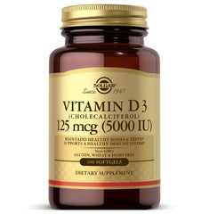 Solgar frasco frontal mostrando etiqueta clara y beneficio de vitamina D3