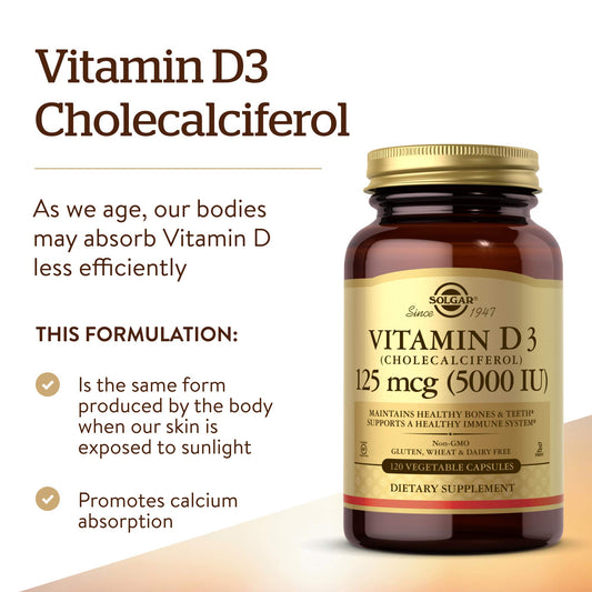 Cápsula vegetal de Solgar Vitamina D3 en primer plano, fácil de tragar y natural