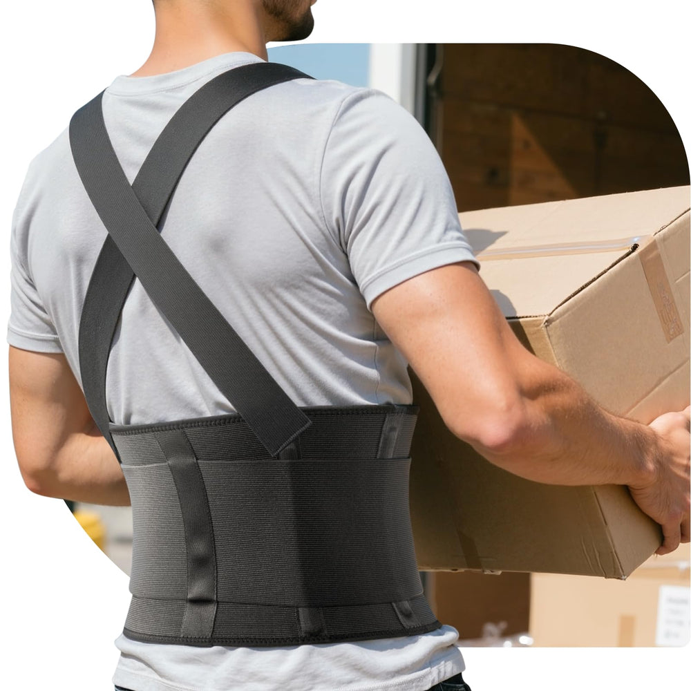 SOLOEVER faja lumbar frontal mostrando ajuste y soporte