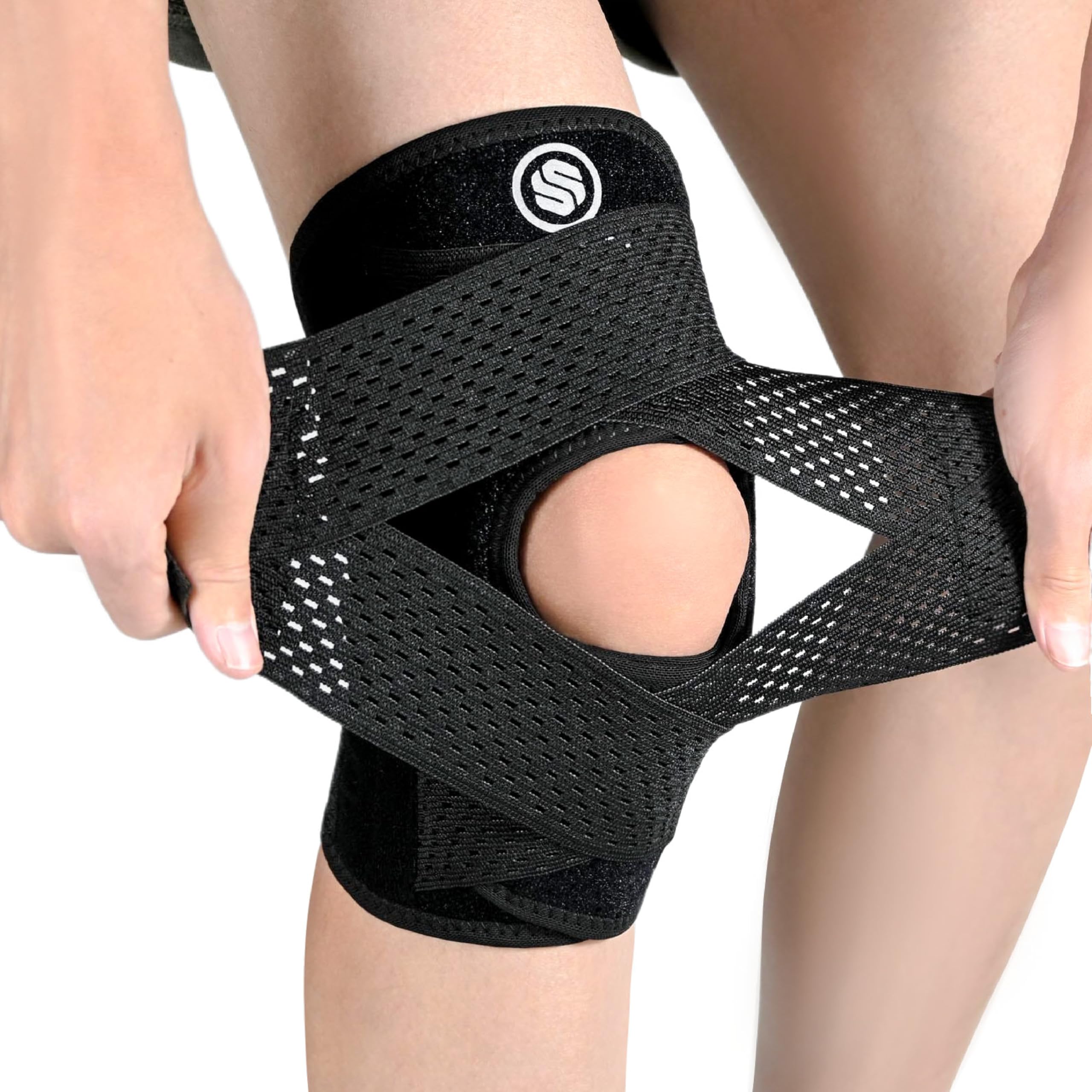 SOLOEVER rodillera frontal empaquetada mostrando su diseño y protección