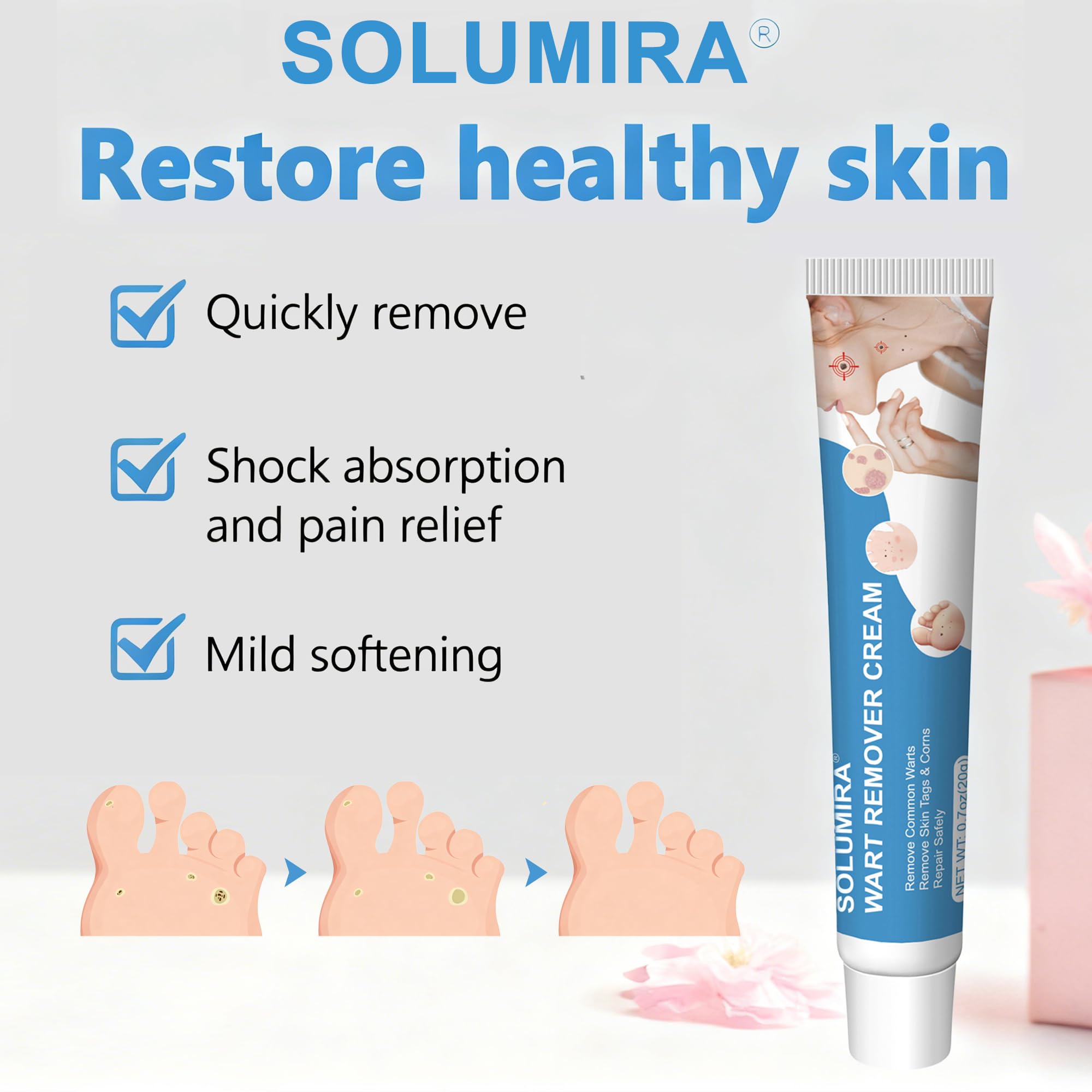 SOLUMIRA junto a un bolso para mostrar tamaño portátil y discreto