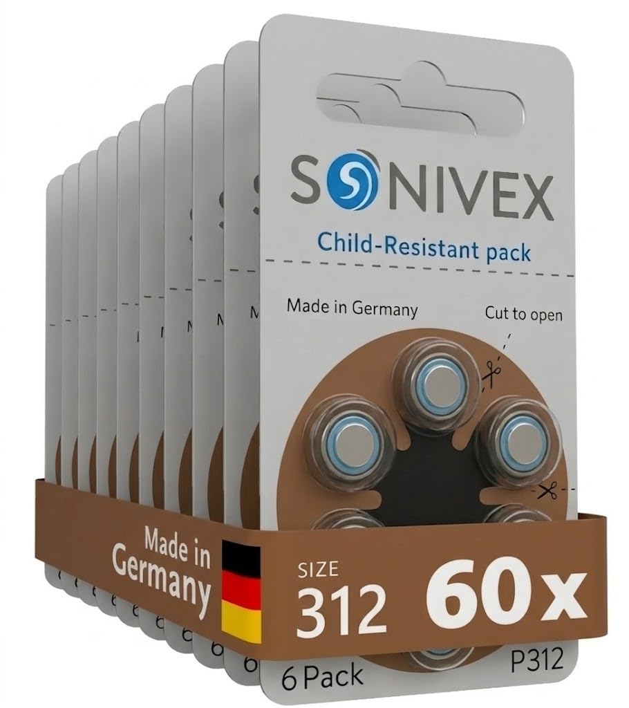 SONIVEX frontal del paquete 60 pilas 312 con ventaja de suministro continuo